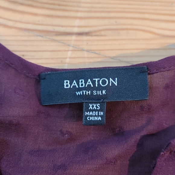 Babaton Aritiza Silk-blend burgundy 3/4 sleeve - Picture 3 of 7